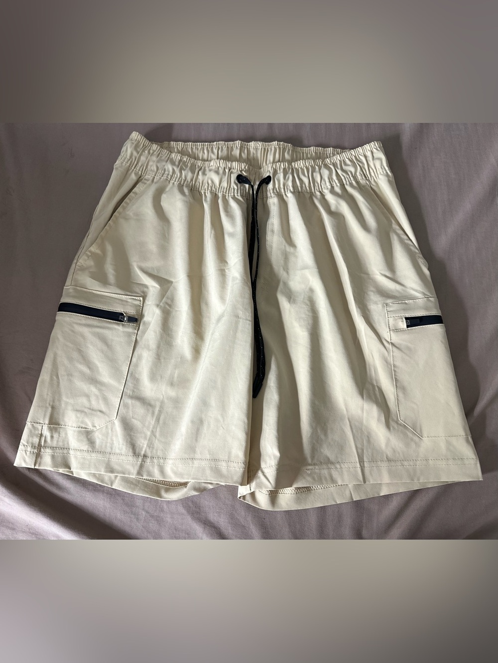 Element Men's Cream Cargo Shorts with Black Drawstring